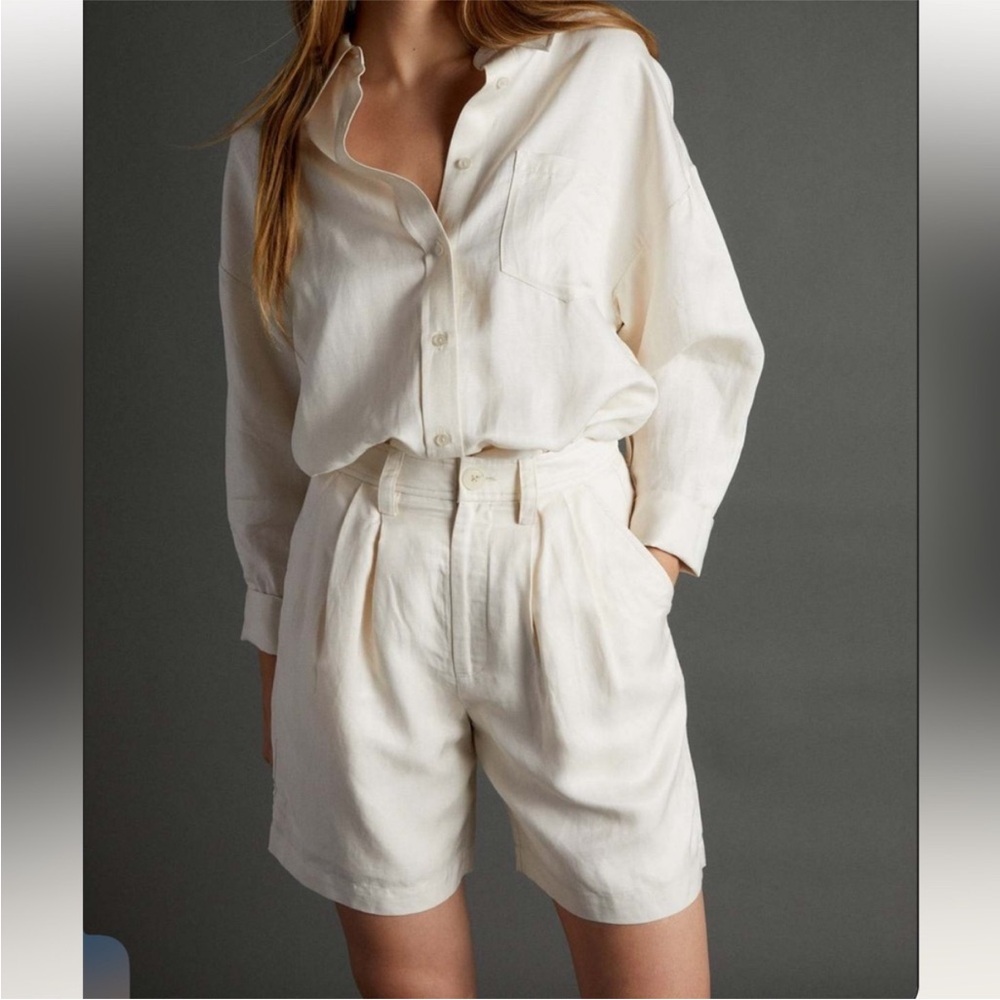 Anine Bing Carrie Short in Eggshell 100% Linen